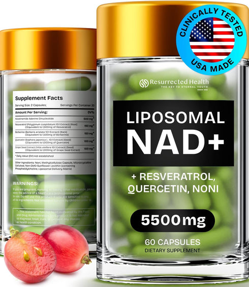 NMN Supplement Alternative, High Absorption NAD, Resveratrol, Berberine, 60 Capsules