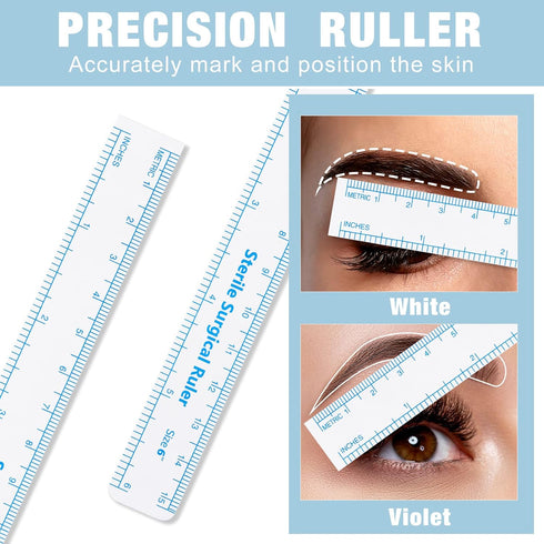 8 Pieces Microblading Marker Pen with Paper Ruler, Skin Marker for Eyebrow Permanent Makeup Positioning