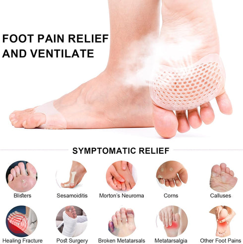 Metatarsal Pads Women Men 6 Pack, Reusable Gel Ball of Foot Cushion for Women High Heels, Foot Pads for Pain Relief for Shoes Pads, Bunion Forefoot Pads, Foot Cushion for Ball of Feet