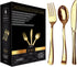 120 Piece Gold Plastic Silverware Set, Reusable & Recyclable Cutlery for Weddings and Parties (40 Forks, 40 Spoons, 40