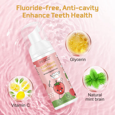 Foam Toothpaste Kids, Foaming Toothpaste for U Shape Toothbrush, Travel Friendly, 2PCs x 60ml