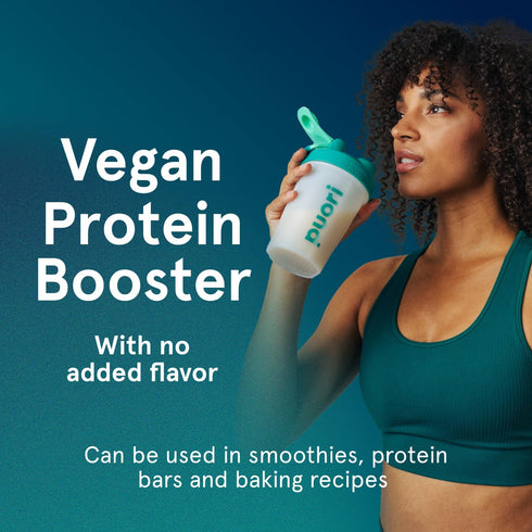 Puori Vegan Plant Protein Enhancer Powder, 25 Servings, Neutral Flavor Pea Protein with Algae Calcium