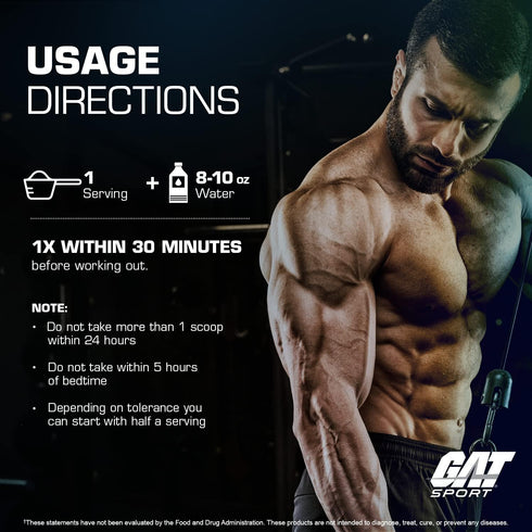 GAT SPORT Nitraflex Advanced Pre-Workout Powder, Boosts Strength & Energy, Creatine-Free (Fruit Punch, 30 Servings)
