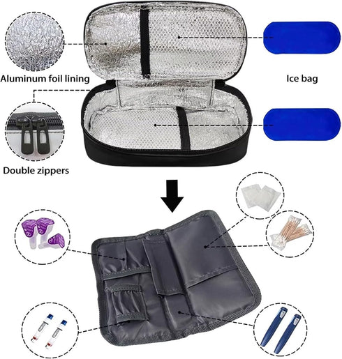 All My Diabetes Shit Rainbow Insulin Cooler Travel Case, Portable Medication Cooler Bag for Glucose Meter & Insulin Pen