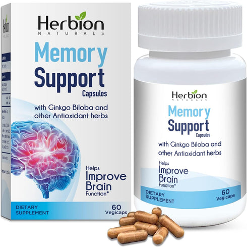 Herbion Naturals Memory Support Capsules, 60 Vegicaps, Improves Brain Function, Soothes Stress & Mood