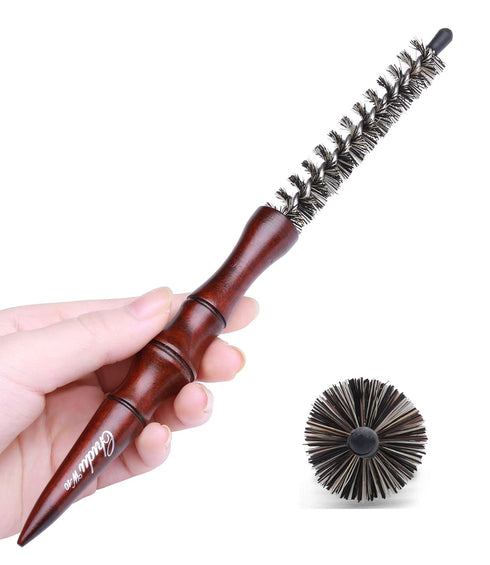 PERFEHAIR Mini Boar Bristle Round Brush, 0.6 Inch Diameter for Short Hair Blow Drying