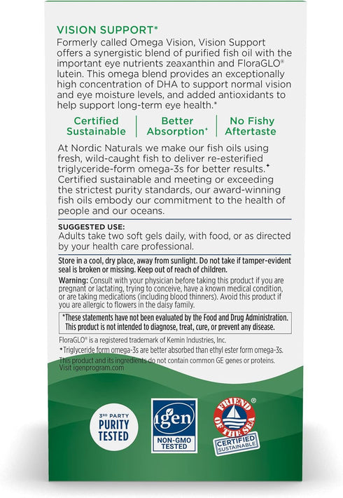Nordic Naturals Omega Vision, Lemon - 60 Soft Gels with Zeaxanthin & FloraGLO Lutein for Healthy Eyes - 30 Servings