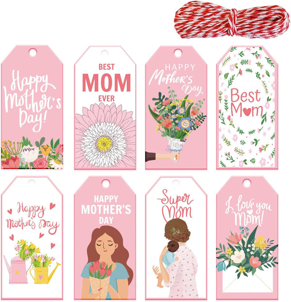 Happy Mother's Day Gift Paper Tags - 120Pcs Best Mom Ever Hanging Label Tags for DIY Art Craft Party Supplies