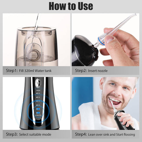 Cordless Water Flosser for Teeth, Rechargeable Oral Irrigator with 7 Clean Settings, Portable Dental Flosser for Braces