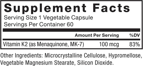 FORCE FACTOR MK-7 Vitamin K2 100mcg, Bone Support Supplements for Women and Men, 60 Vegetable Capsules