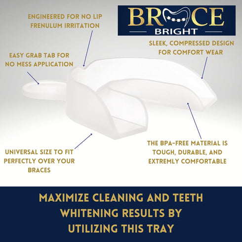 Teeth Whitening for Braces Cleaner Kit for Metal, Ceramic, Clear Brackets & Wires, No Sensitivity, Minty Foam