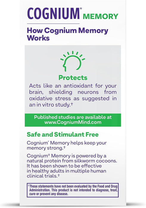Natrol Cognium Memory Supplements, Brain Health for Adults, 60 Tablets, Clinically Shown to Improve Memory
