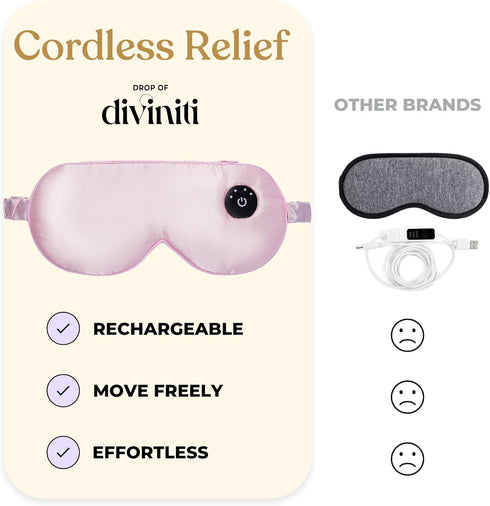 Silk Cordless Heated Eye Mask for Dry Eyes, USB Rechargeable Electric Eye Mask for Blepharitis and Stye - Pink