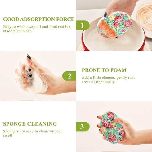 Kcldeci 3 Pack Kitchen Scrub Sponges: Non-Scratch Microfiber Sponge for Household Cleaning Dishes, Pots, and Pans