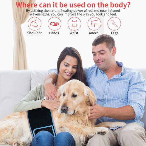 Red & Infrared Light Therapy Belt for Pain Relief, Flexible Wearable Wrap with Timer for Back and Muscle Pain
