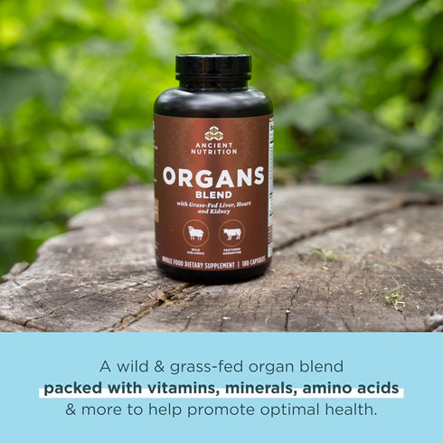 Ancient Nutrition Organ Supplements, Grass-Fed Wild Organ Complex Capsules, 180 Ct for Liver, Heart, Kidney Support