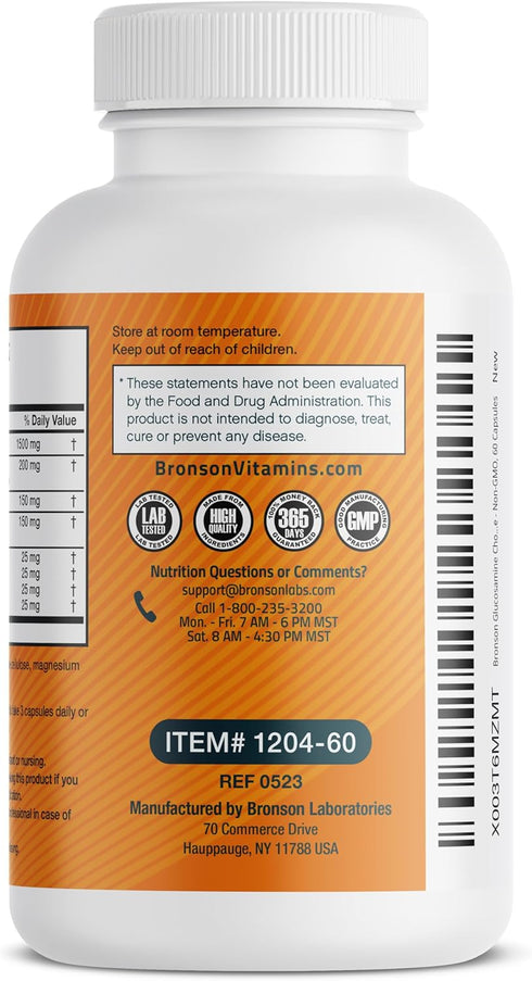 Bronson Glucosamine Chondroitin Turmeric & MSM | 60 Capsules - Advanced Joint & Cartilage Formula, Non-GMO
