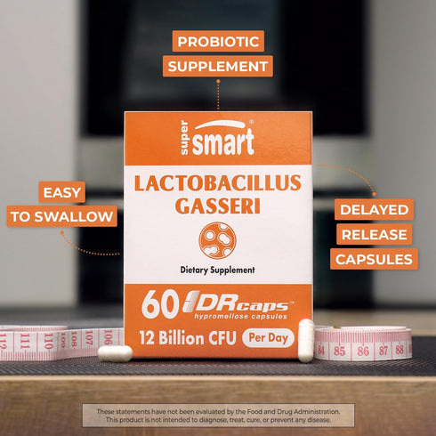 Supersmart Lactobacillus Gasseri 12 Billion CFU - Probiotic Supplement | Non-GMO & Gluten Free - 60 DR Capsules