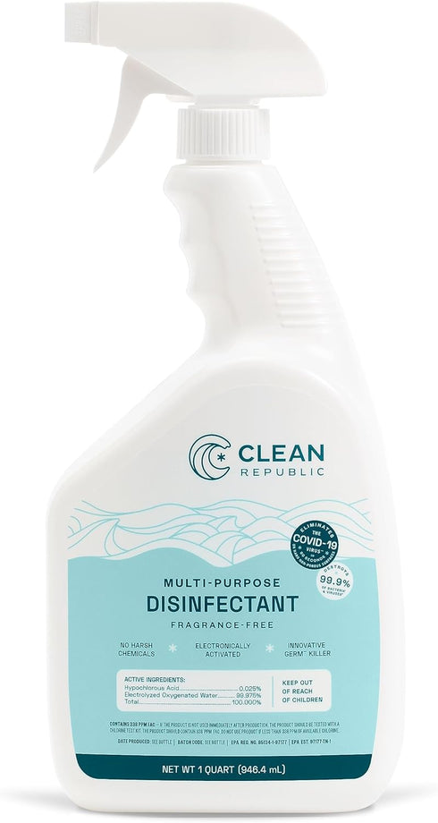 Multi-Purpose Disinfectant Antibacterial Spray, For Disinfecting and Deodorizing, Bleach Free and Fragrance Free, 32oz - 2 Pack