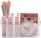 SUNFICON Makeup Tray Holder Organizer, Cosmetic Display Case for Vanity Countertop with 9 Dividers, Crystal Clear