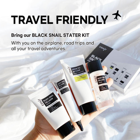 coxir BLACK SNAIL COLLAGEN STARTER KIT | Repairing & Firming with Black Rice, Bean, Snail Mucin, Collagen (3.19 fl.oz)
