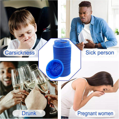 Emesis Bags, Disposable Vomit Bags for Travel Motion Sickness, 12 Pack Blue Nausea Bags