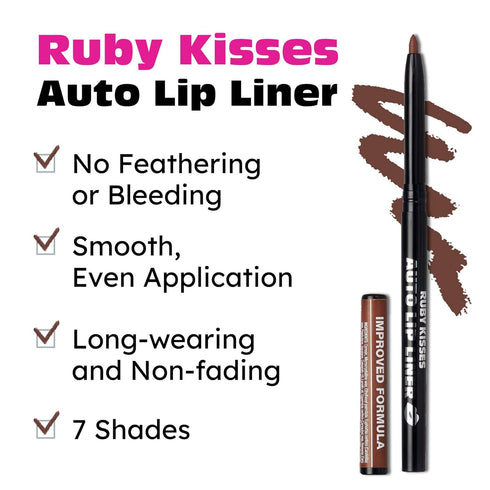 Ruby Kisses Auto Lip Liner Pencil, Long Lasting, Smooth Application Mechanical Lip Liner (Brown)