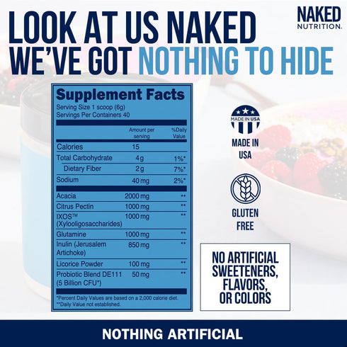 NAKED Gut Daily Gut Health Supplement, 40 Servings for Digestive Support, Vegan & Hypoallergenic