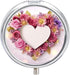 JEKYQ 3 Pillbox Pill Box Pill Case for Woman Weekly Pill Organizer with Compartments Card Heart Shape Flowers Small
