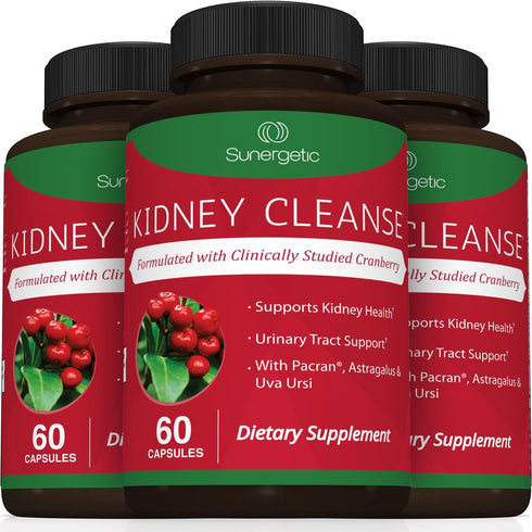 Powerful Kidney Cleanse Supplement with Cranberry Extract - 60 Vegetarian Capsules for Healthy Kidneys & Urinary Tract