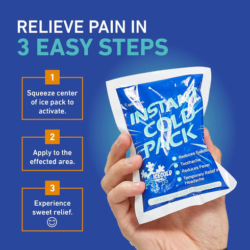 50 Packs Instant Ice Cold Pack, 6” x 4.5”, Disposable Ice Packs for Injuries, Cold Compress