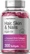 Horbaach Hair Skin and Nails Vitamins, 300 Softgels with Biotin and Collagen, Non-GMO & Gluten Free