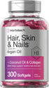 Horbaach Hair Skin and Nails Vitamins, 300 Softgels with Biotin and Collagen, Non-GMO & Gluten Free