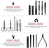 Manicure Set, Jubolion 19pcs Stainless Steel Professional Nail Clippers Pedicure Set with Black Leather Storage Case, Portable Grooming Kit for Travel or Home, Perfect Gifts Women and Men (Black)