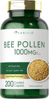 Carlyle Bee Pollen Supplement, 1000mg, 200 Caplets with Royal Jelly and Bee Propolis, Vegetarian, Non-GMO
