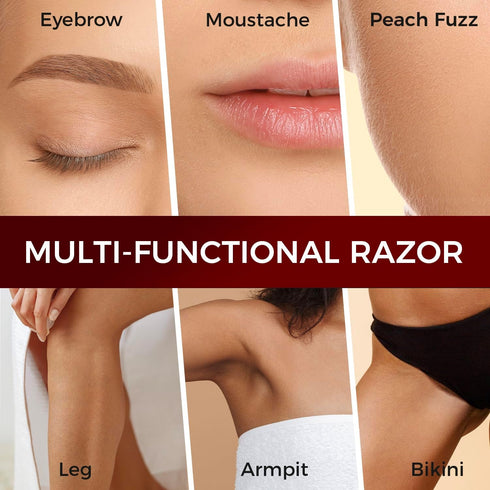 ZOMCHI Eyebrow and Face Razor for Women & Men, Reusable Metal Handle, 11 Refill Blades, Protective Silicone Cap