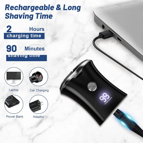 Mini Portable Electric Travel Shaver, USB Rechargeable Cordless Shaving Razor for Men and Teen Boys (Black)