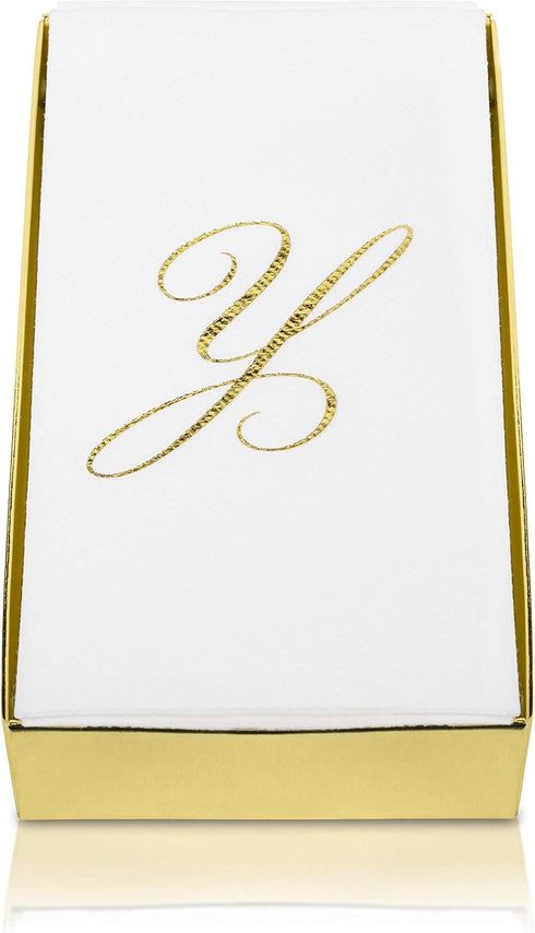 AH AMERICAN HOMESTEAD Disposable Hand Towels, 50 Count Bathroom Essentials, Monogrammed Napkins, Silver