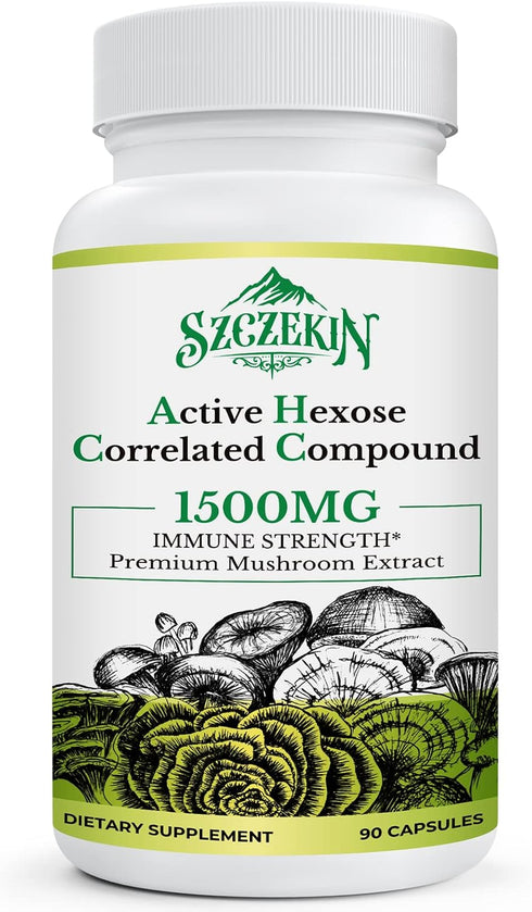 Active Hexose Correlated Compound 1500 mg Supplement - Natural 8 Mushroom Extract for Immune System & Liver Function,