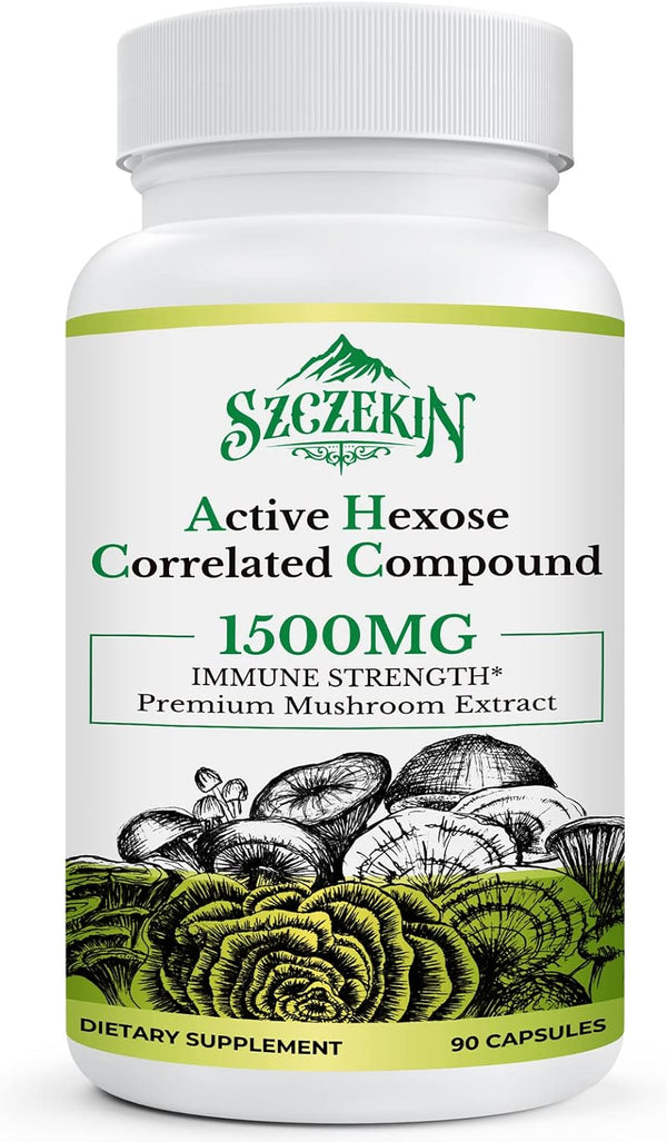 Active Hexose Correlated Compound 1500 mg Supplement - Natural 8 Mushroom Extract for Immune System & Liver Function,
