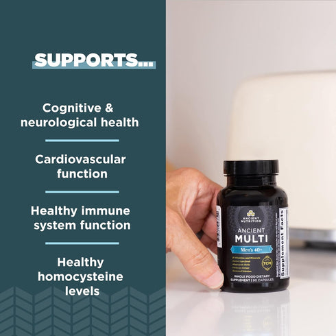 Ancient Nutrition Multivitamin for Men, Ancient Multi Men's 40+ Once Daily Vitamin Supplement, 90 ct, Supports Immune