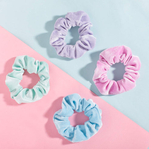 Whaline Pastel Hair Scrunchies - Elastic Velvet Hair Bands, Boho Soft Hair Ties for Girls Women, 12 Colors