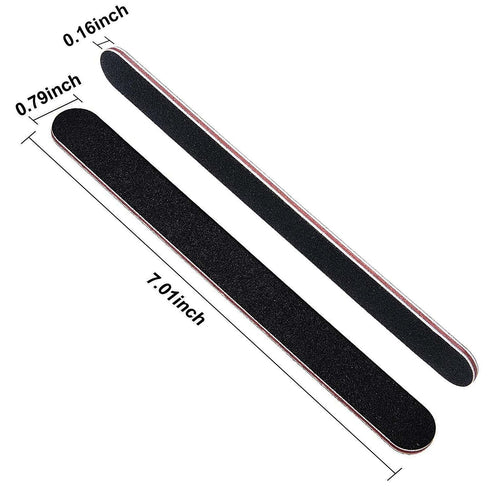 Karlash Professional Double Sided Emery Board 7" Black Nail File, 10pcs 100/100
