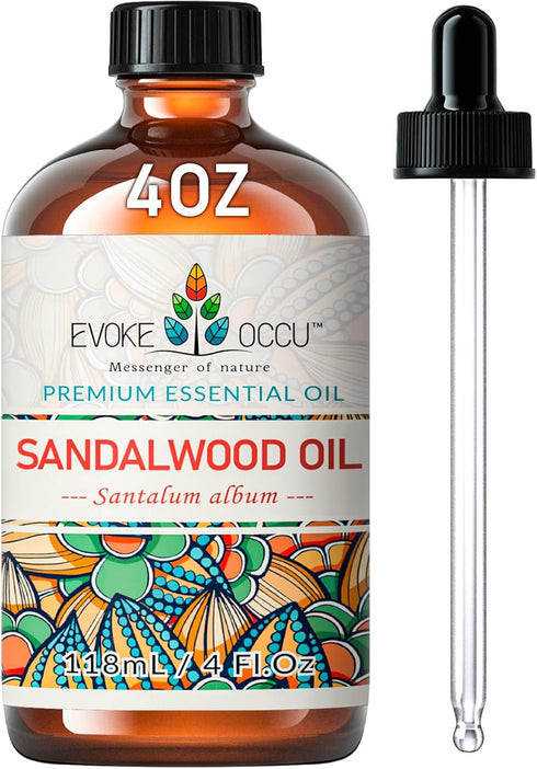 EVOKE OCCU Sandalwood Essential Oil 4 Fl Oz - Pure Sandalwood Oil for Diffuser, Candle, Soap Making