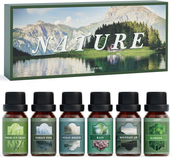 SALUBRITO Essential Oils Set - Nature Fragrance Oils Set for Diffuser, Candle, Soap Making - Forest Pine, Ocean Breeze
