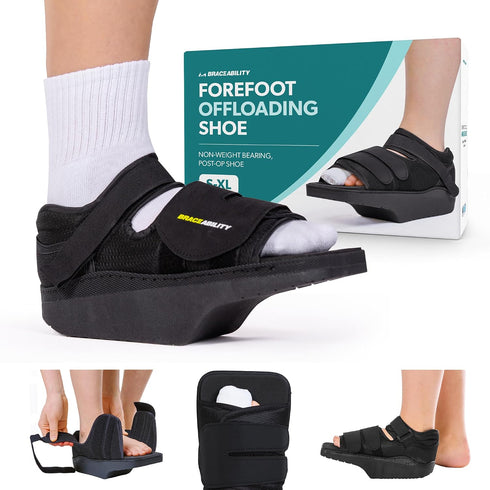 BraceAbility Forefoot Offloading Post-Op Shoe - Non-Weight Bearing Medical Wedge Boot for