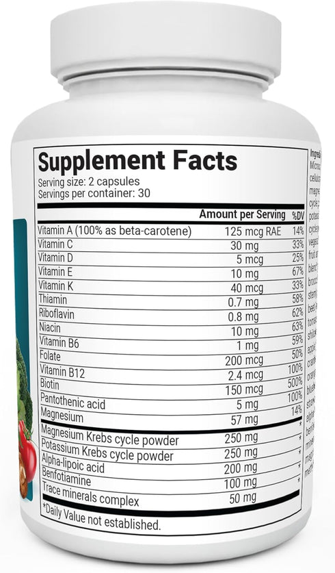Dr. Berg Whole Food Multivitamin - Daily Multivitamin for Men & Women with Whole Food Fruits & Vegetables, 60 Caps