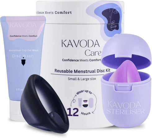 KAVODA Menstrual Discs - Soft, Flexible, Reusable Medical-Grade Silicone - Wear 12 Hours