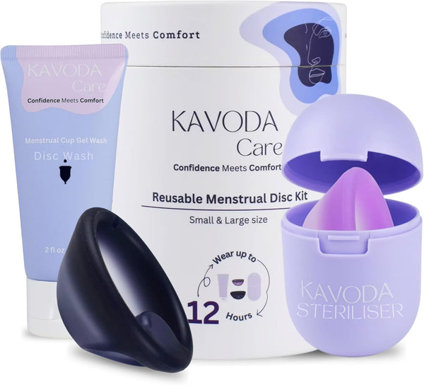 KAVODA Menstrual Discs - Soft, Flexible, Reusable Medical-Grade Silicone - Wear 12 Hours