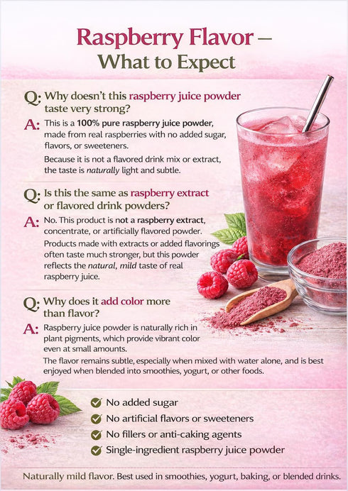 UNLEASH'D ORGANIC 16oz 100% Unleashd Organic Organic Raspberry Juice Powder Pure Superfood, Antioxidant-Rich